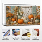 WAXWHELK Pumpkin Fall Canvas Wall Art, Barn Pumpkins Flowers Door Harvest Painting Pictures Rustic Farmhouse Artwork for Home Decor, Autumn Thanksgiving Prints (12"x24") - Image 6