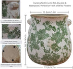 Vintage Green and White Ceramic Floral Vase Planter, Rustic Crackle Glaze Pottery Jar, Hand-Painted Floral Pot Design for Flowers or Plants, Farmhouse & Cottage Home Decor Accent - Image 5