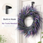 22-Inch Lavender Wreath for Front Door with Built-in Hook - Image 2