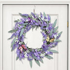 20" Lavender Wreath with LED Lights & Butterflies, Front Door Decor - Image 7