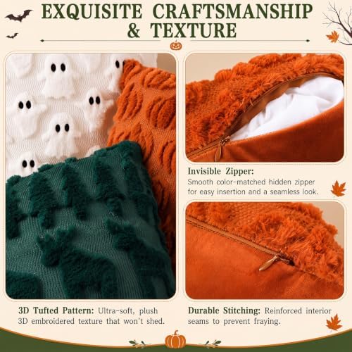 Irenare 6 Pcs Fall Throw Pillow Covers 18x18 Inch, Halloween Thanksgiving - Image 3