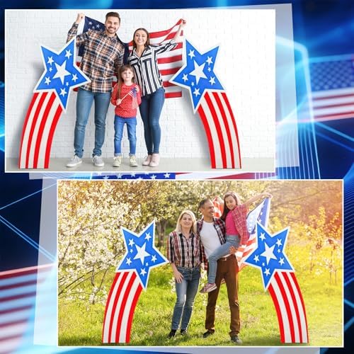 Bucherry 2 Pcs 55" x 30" Patriotic Shooting Stars Cardboard Cutout Stand Ups Life Size Independence Day Theme Party Decoration Backdrop Photo Prop Stand Up for 250th Patriotic Day Party Decor - Image 4