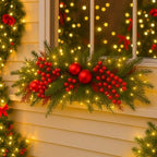 Yalikop 1 Pcs 24.5 Inch Christmas Swags with Light, Ball and Berry by Yalikop