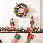 Valery Madelyn 18" Pre-Lit Candy Christmas Wreath for Front Door with Light - Image 2