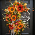 Fall Wreaths for Front Door 24 Inch Outside, Autumn Rustic Sunflower Wreath by SoomeirWreath