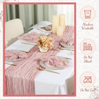 4 Cheesecloth Table Runners and 48 Napkins Set, 10Ft Boho Cheese Cloth Table Runners 20 x 20 Inch Rustic Wrinkled Gauze Napkins for Wedding Birthday Baby Shower Party Decor (Dusty Pink) - Image 5