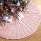Foilswirl 36 Inch Dusty Pink Velvet Quilted Christmas Tree Skirt by Foilswirl