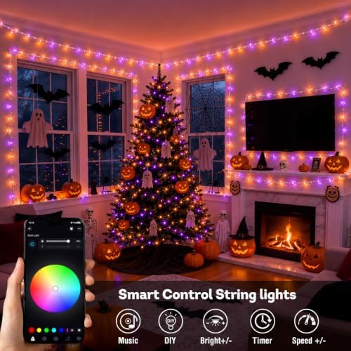 JMEXSUSS 200 LED RGB String Lights Outdoor Indoor, 66Ft Halloween Lights - Image 3