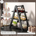 3 Tier Serving Tray Cupcake Stand and Towers Serving Tray for Party Food Tray Farmhouse Serving Platter Decorative Tray Decor Dessert Display Set Tiered Tray Stand (Black) - Image 3