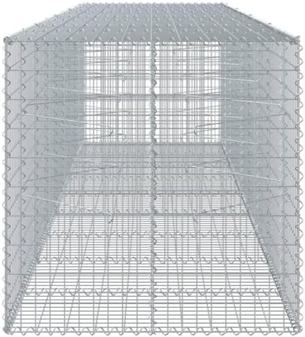 vidaxl Galvanized Outdoor Gabion Basket with Cover - 177.2"x39.4"x39.4" - -, Tool-Free Assembly - Image 6