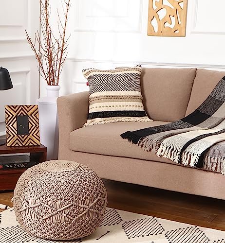 · REDEARTH · Boho Textured Handwoven Throw Pillow Cases Chevron Maze Black - Image 7