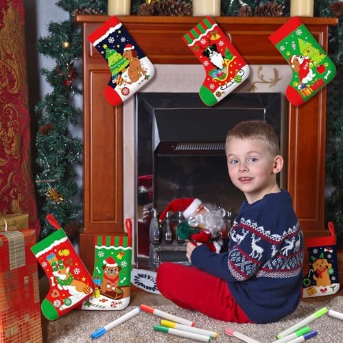 Zhanmai 24 Pcs Color Your Own Christmas Stocking Kit, Dog - Image 4