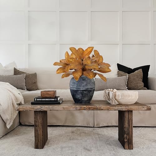 Briful Artificial Magnolia Leaves Stems 3 Pack 22in Yellow Brown Fake Magnolia Branches for Vase Fall Leaves Stems for Home Room Arrangements Centerpieces Thanksgiving Décor (Vase Not Included) - Image 7
