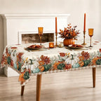 Rectangle Fall Tablecloth 60x120 Inch, Thanksgiving Autumn Harves Pumpkin Flower Table Cloth, Waterproof Wrinkle Resistant Table Cover for Fall Decorations Decor - Image 2