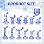 Mumufy 24 Pcs Blue Crystal Taper Candle Holders with Flameless Candles - Image 3