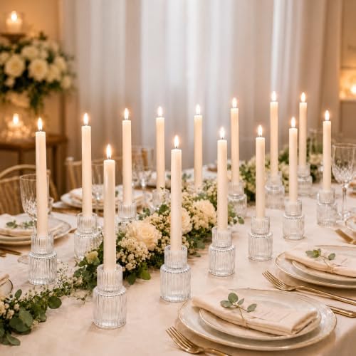 zeochyni Taper Candle Holders Bulk for Wedding Pary Table Decor, Set of 24 - Image 5
