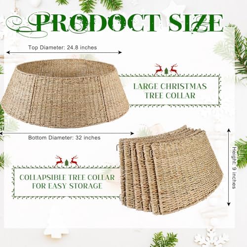 Rocinha 32 in Large Rattan Christmas Tree Collar Basket Base Handcrafted - Image 2
