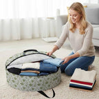 36 Inch Round Storage Bag 1 Pack,Abstract Sage Green Leaves on Vintage Waterproof Wreath Storage Container with Handles&Zipper Watercolor Flower Closet Organizer Bags Garland Box - Image 3