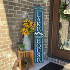 Blue Welcome To The Lake House Door Sign 8x48inch Rustic Wood Lake Theme Welcome Board and Porch Leaner for Front Door Deck or Wall Yard, All Season Vertical Porch Hanging - Image 6