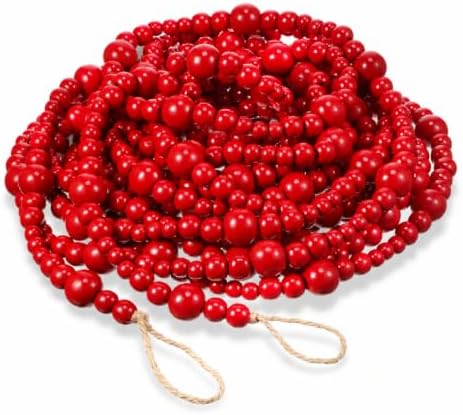 Zeyune 1 Pcs 66 Feet Christmas Beads Garland, Red by Zeyune