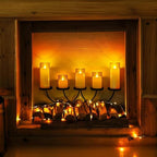 Homemory Amber Flickering Flameless Candles, Battery Operated Acrylic LED Pillar Candles with Remote Control and Timer, Fall Candles, Set of 9 - Image 5