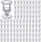 Foaincore 102 Pack Glass Candlestick Holders Bulk 2.5 Inch Taper Candle Holders Small Ritual Candle Stand Table Centerpieces for Wedding Christmas Valentine's Festival Party Dining Decorations (Clear) by Foaincore