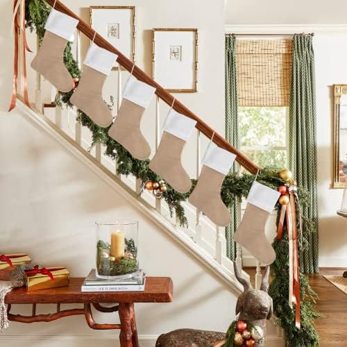 18" Burlap Christmas Stockings for Holiday Decor Plain,Pack 9 - Image 4