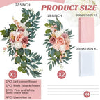 Thiccywoov 4 Pcs Wedding Arch Flowers and Drape Kit Include 2 Artificial Floral Swag and 2 Chiffon Drapes, Faux Flower Set for DIY Wedding Party Reception Ceremony Backdrop Rose Decoration (Pink) - Image 2