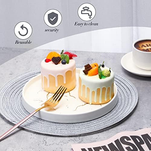 Buryeah 24 Pieces 13 Inch Christmas Round Placemats Circle Woven Place Mats Boho Decor Dining Table Mats Table Scape Hosting Friends for Wedding Birthday Dinner Parties (Silver) - Image 5