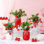 Lyrow 6 Pack Strawberry Mason Jar Table Centerpiece Faux Strawberry Christmas Mason Jar Winter Centerpiece for Table Farmhouse Decoration for Xmas Home Tiered Kitchen Tray Decoration - Image 5