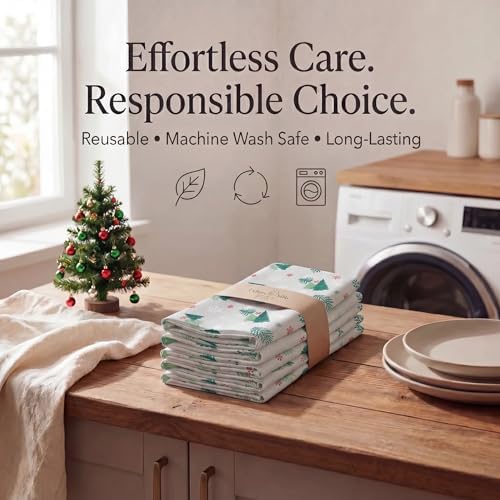 Urban Villa Cloth Napkins Cotton 20x20 (Set of 12) Greentree Print - Image 7