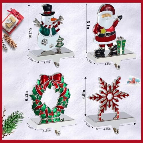 Christmas Stocking Holders for Mantel Set of 6, Christmas Stocking Hangers for Mantle Decorations Fireplace Stocking Hangers Mantle Hooks for Stockings Xmas Decorations Home Indoor(Silver, Pack of 6) - Image 4