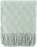 BATTILO HOME Sage Green Throw Blanket for Couch, Boho Bed Throws for Home Decor, Light Blue Throw Blanket for Sofa Living Room, 50"x60" by BATTILOHOME
