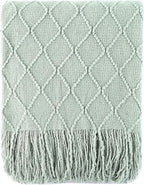 BATTILO HOME Sage Green Throw Blanket for Couch, Boho Bed Throws for Home Decor, Light Blue Throw Blanket for Sofa Living Room, 50"x60" by BATTILOHOME