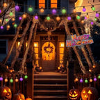 LAMPHOME Globe Outdoor Halloween String Lights,2 Pack 26FT Patio Lights with 12+1 Edison Shatterproof Bulbs, Connectable Dimmable Waterproof for Backyard Porch Halloween Decor, Orange Green Purple - Image 6