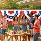 4th of July Outdoor Decorations, 4 Pack 3x6 ft American Pleated Fan Flag for USA 250th Anniversary Red White Blue Patriotic Bunting for Independence Day Decor - Image 4