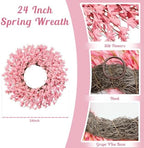 24 Inch Spring Wreaths for Front Door Large Easter Valentines - Image 2