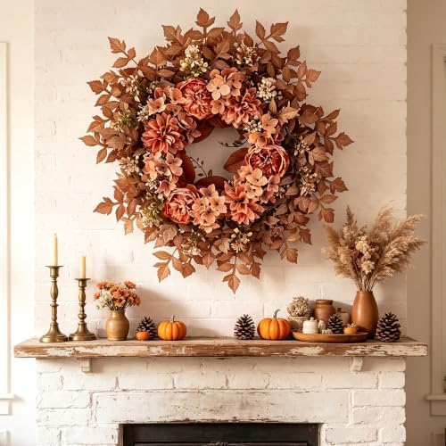 26" Fall Wreath for Front Door Outside - Large Artificial Autumn Home Decor - Image 5