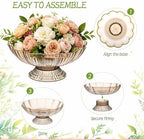4 Pcs Plastic Compote Pedestal Flower Vase for Centerpieces, 9.72'' W x4.1''H Wedding Table Centerpieces Amber Decorative Bowl Vases with Gold Trim for for Wedding Home Party Decoration - Image 3