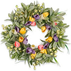 HomeKaren Tulip Spring Wreaths for Front Door 22 Inch, All Season Floral Wreath for Outdoor Indoor Flower, Easter Door Wreath for Spring Summer Easter Home Decor by HomeKaren