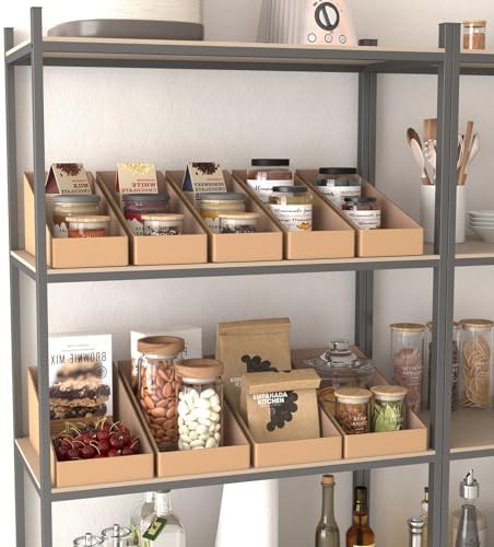 EXYGLO Cardboard Storage Bins 35 Pack, 12x6x4.5 Inch Cardboard Boxes, Corrugated Organizer Bins for Pantry, Shelves, Garage, Office, Shop, Brown - Image 6