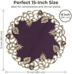 Decozen Set of 8 Doilies for Table, Lace Doilies - Rustic, Crochet, Farmhouse, Kitchen, Dining Table Centerpiece Decor - Round Christmas Placemats for Home - 15 inch Gold Plum, Tarantino Collection - Image 6