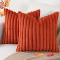 Pallene Faux Fur Fall Decorative Throw Pillow Covers 24x24 Set of 2, Rust by PALLENE