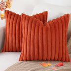 Pallene Faux Fur Fall Decorative Throw Pillow Covers 24x24 Set of 2, Rust by PALLENE