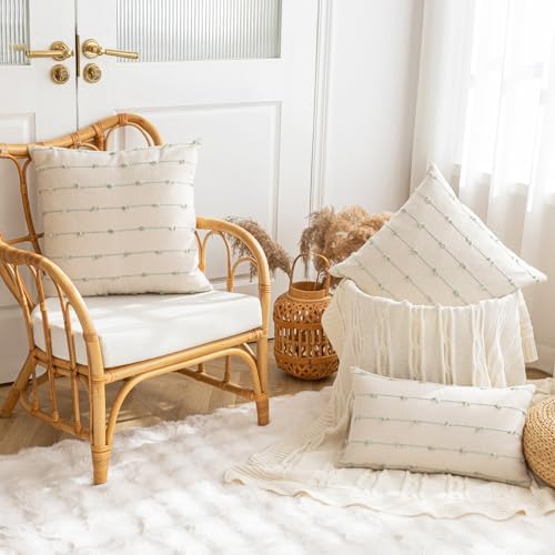 YEENAASY Boho Throw Pillow Covers 18x18 Set of 2 Farmhouse Pillow Cases - Image 4