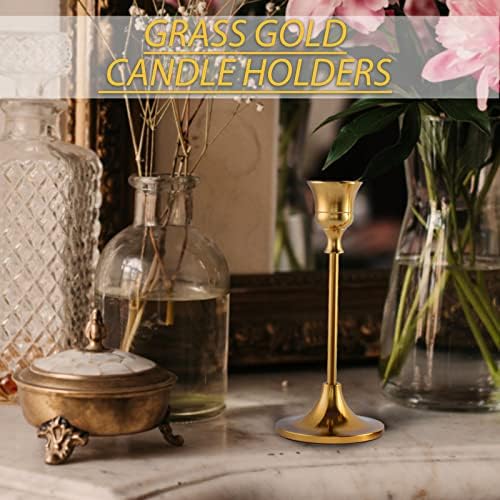 Vintage Gold Brass Taper Candle Holders for Candlesticks, Fireplace & Party - Set of 3 - Image 5