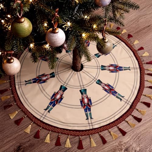 Blueweenly 48 Inch Christmas Tree Skirt Nutcracker Tree Skirt by Blueweenly