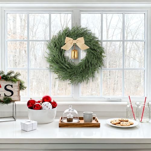 24 inch Christmas Wreath, Christmas Wreath for Front Door, Christmas Door Wreath Decor for Xmas Indoor Outdoor Holiday Decor (Real Touch) - Image 6