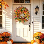 Fall Wreaths for Front Door 24 Inch Whimsical Fox Fall Foor Wreath - Image 3