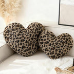 AELS Cheetah Heart Shaped Pillow Set of 2, 20 & 16 Inches Decorative Leopard Print Love Pillows, Soft Fluffy Plush, Valentine's Day, Wedding, Living Room, Bedroom & Nursery Decor, Brown by AELS